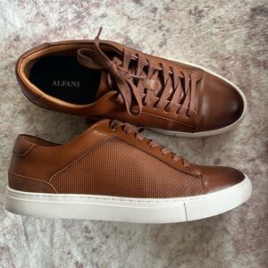 Alfani Brown and White Sneakers with Perforated Leather